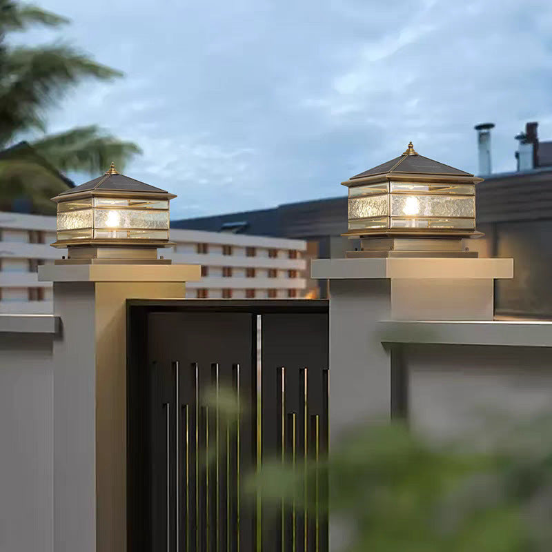 Solar Waterproof Copper Outdoor Pillar Lamp