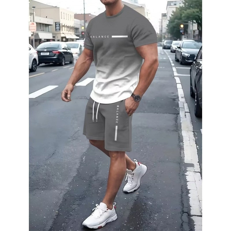 Men Gradient Sportswear Shorts Set