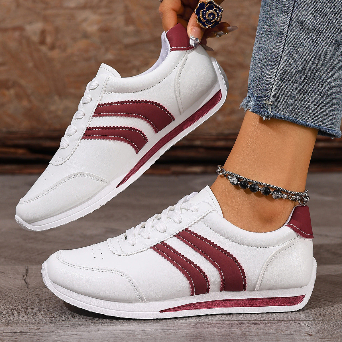 White Shoes Soft Sole All-match Shoes Women's Soft Leather Running Shoes