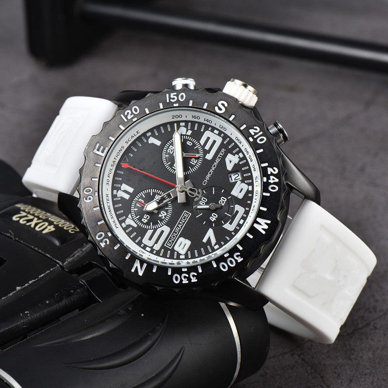 Men's Chronograph Quartz Watch with Silicone Band