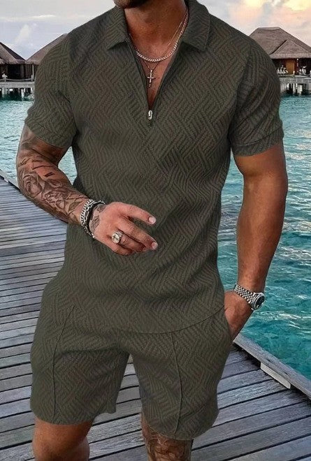 Men's Short Sleeve Shirt and Shorts Set