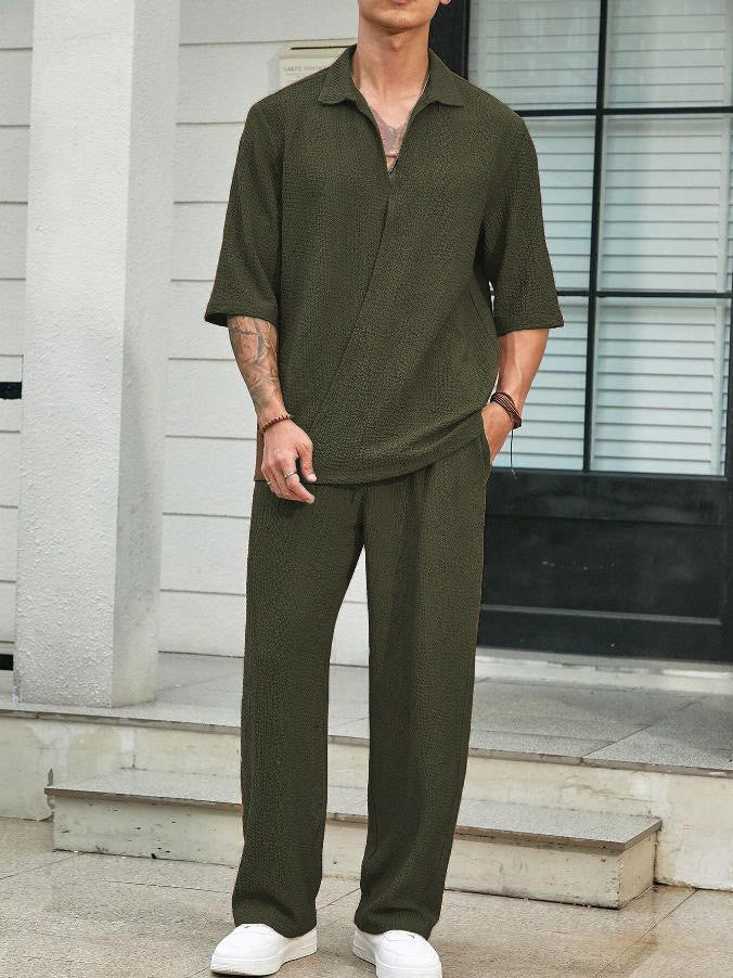 Mens Casual Shirt and Pants Set