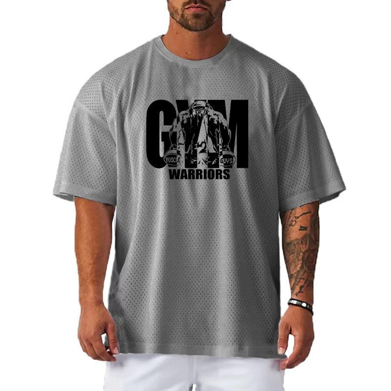 Loose Fit Mens Printed T-Shirt Gym Casual Short Sleeve Shirt