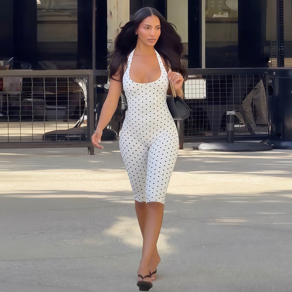 Women's Sleeveless Bodysuit with Low Neck and Open Back