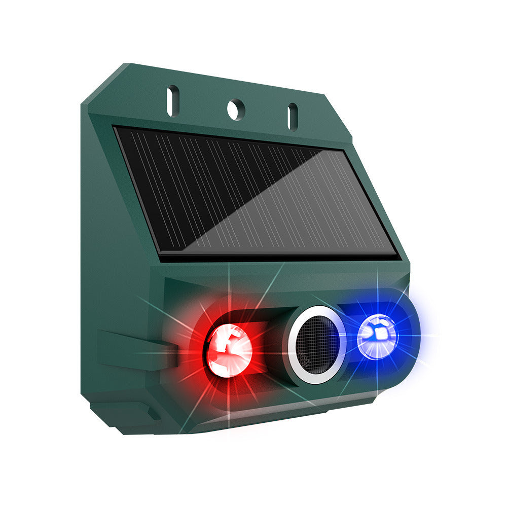 Solar Powered Animal Deterrent with Ultrasonic and Flash Technology