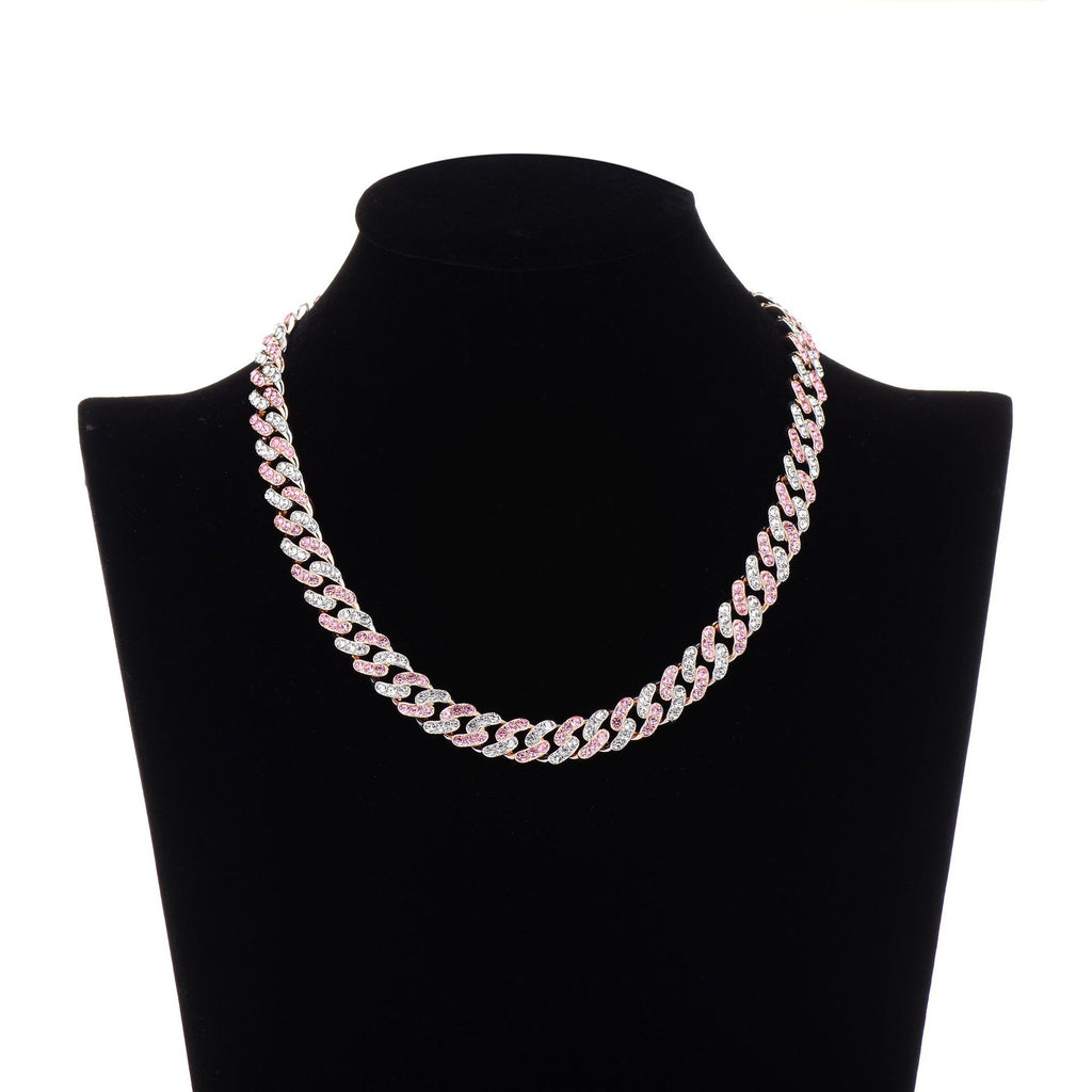 Hiphop Dual-Tone Diamond Necklace Bracelet