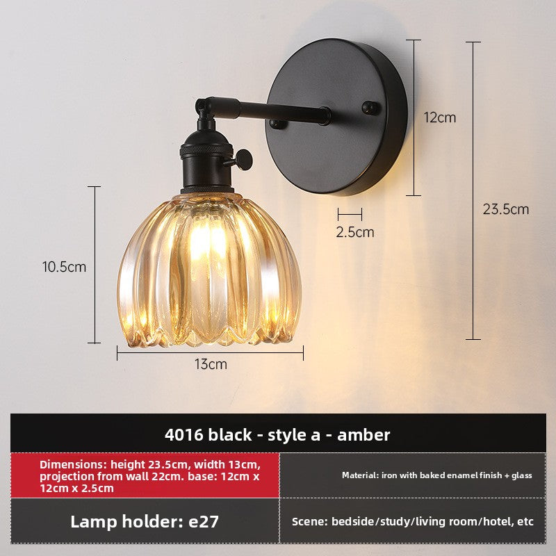 Retro Glass Wall Lamp with Vintage Design