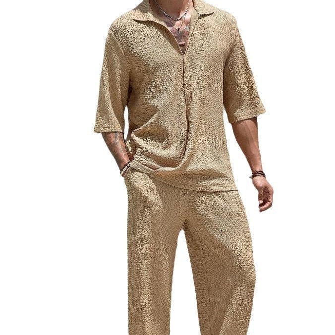 Mens Casual Shirt and Pants Set
