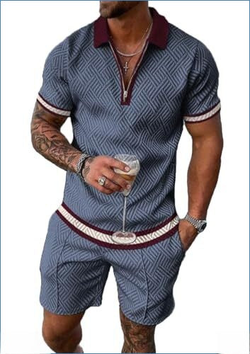 Men's Short Sleeve Shirt and Shorts Set