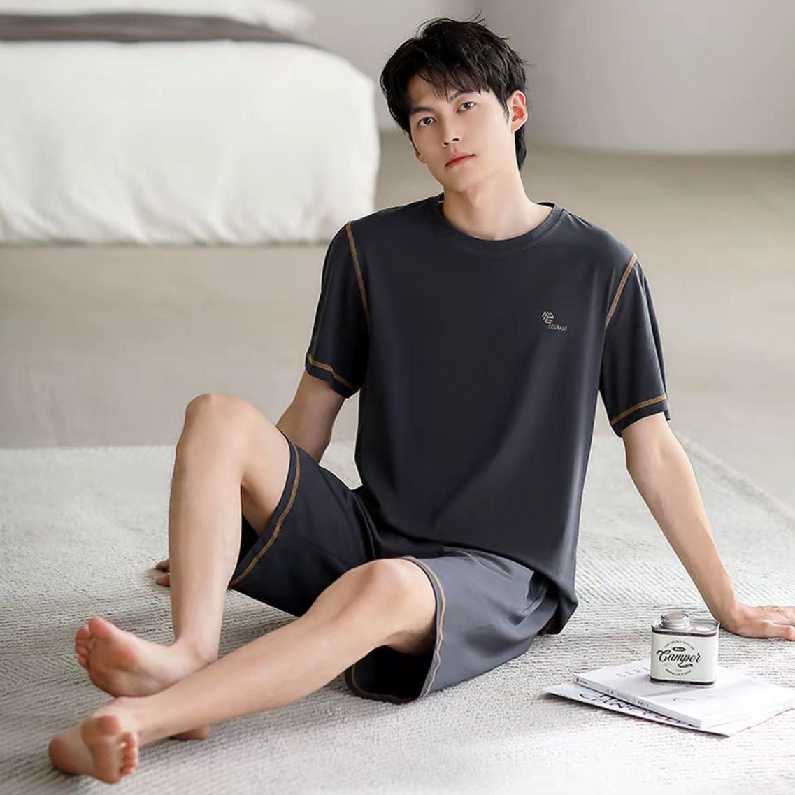 Mens Modal Summer Pajamas Short Sleeve Homewear