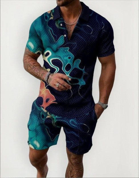 Men's Short Sleeve Shirt and Shorts Set
