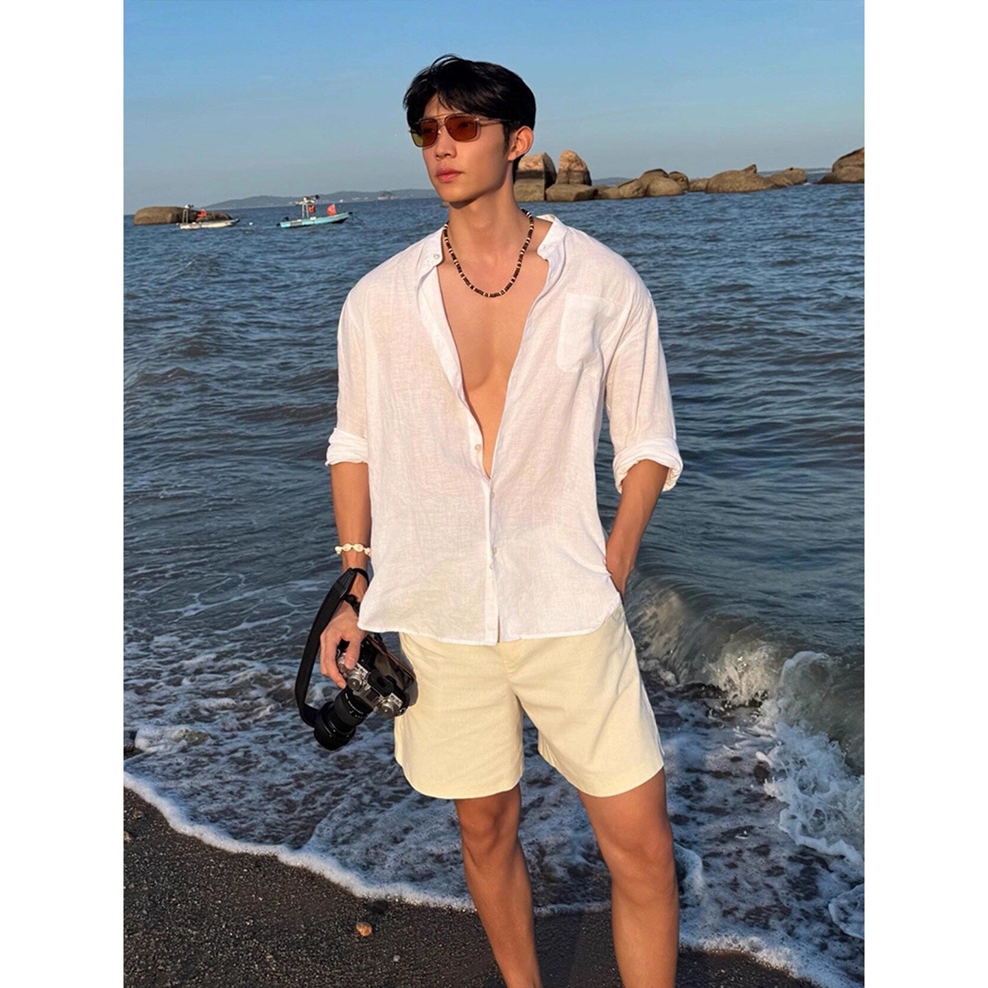 Mens Quick Dry Linen Shirt and Shorts Set