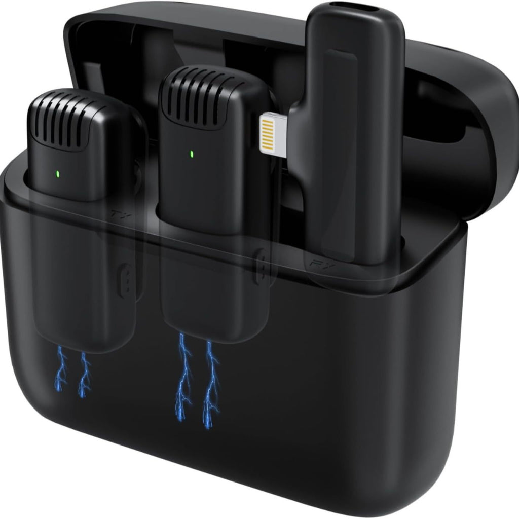 Wireless Lavalier Microphone with Charging Case for Mobile Recording