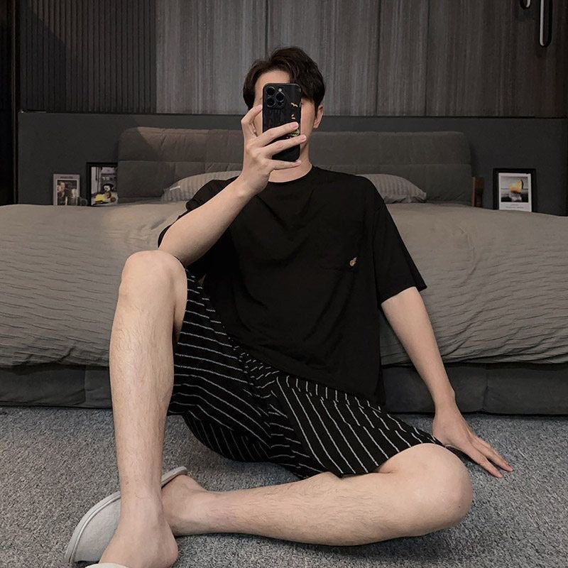Mens Modal Summer Pajamas Short Sleeve Homewear