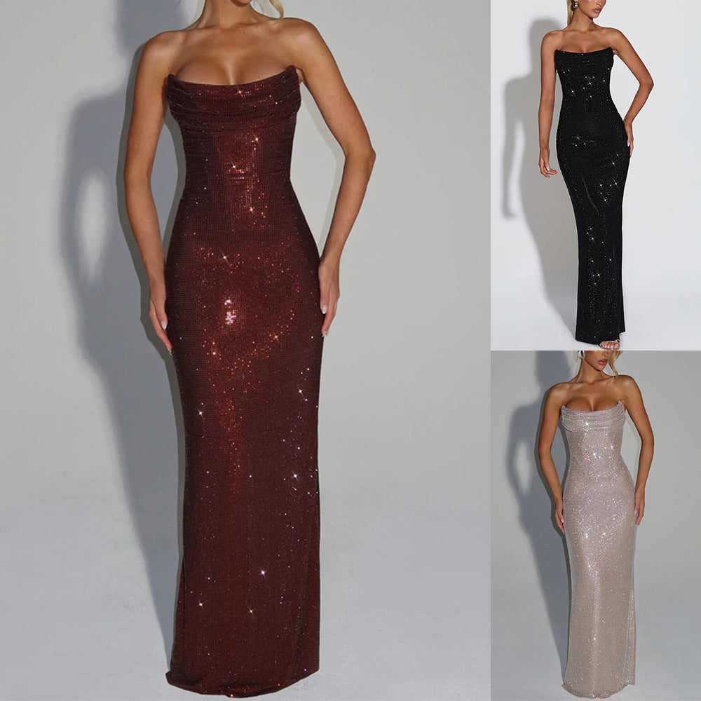 Elegant Sleeveless Sequined Evening Dress