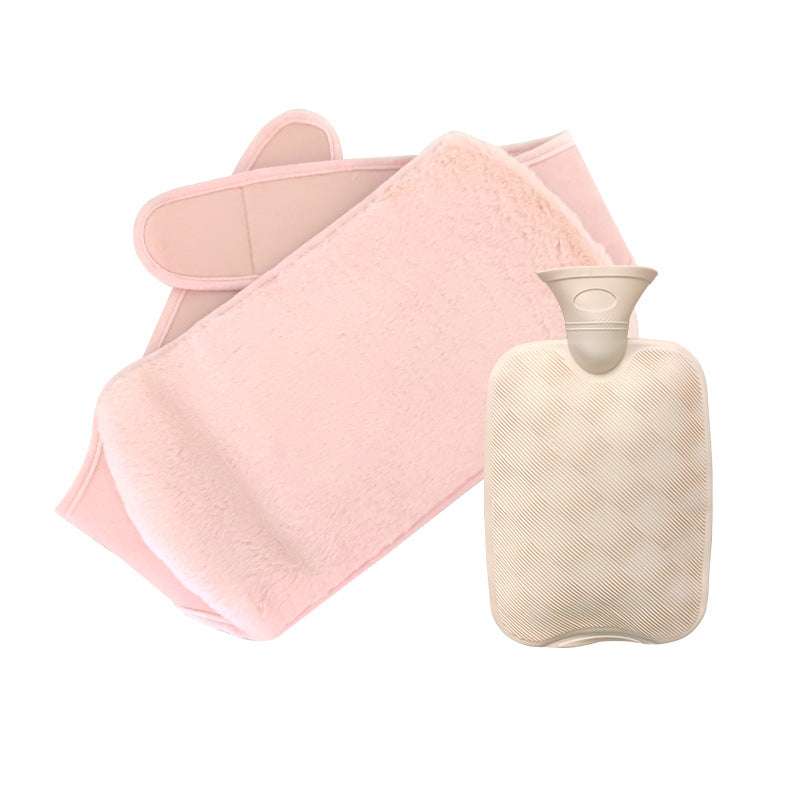 Cross-border in stock 2L water filling hot water bag imitation rabbit plush lengthened waist support filling warm belly PVC warm water bag