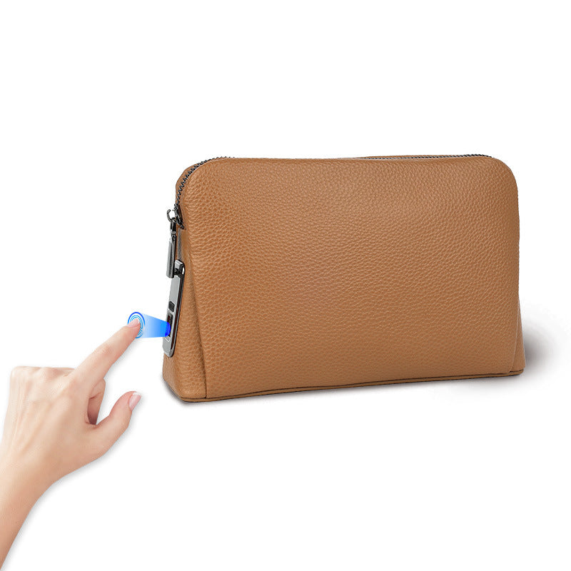 Smart Fingerprint Lock Leather Clutch Bag